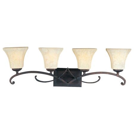 Maxim Four Light Frost Lichen Glass Rustic Burnished Vanity 21074FLRB
